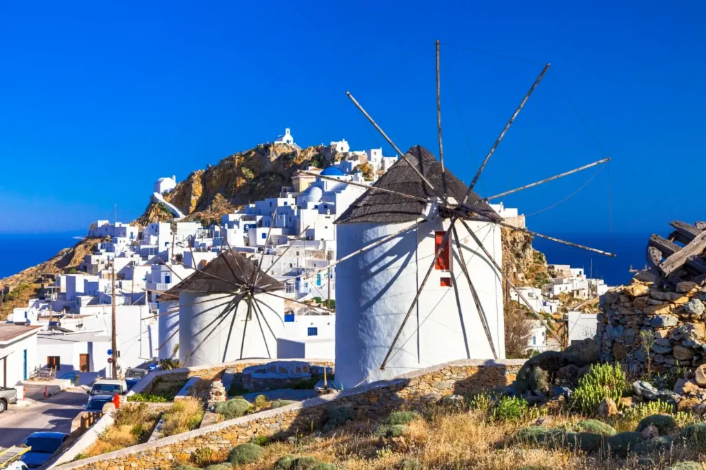 Moulins À Vent Traditionnels De La Grèce