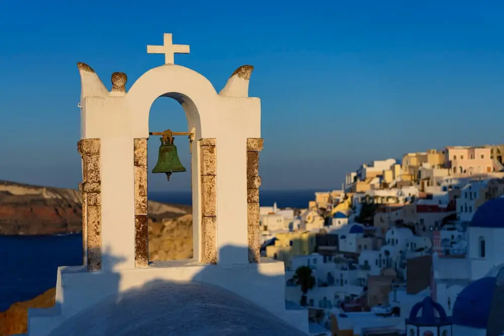 Vue Célèbre à Oia Le Matin Santorin Grèce