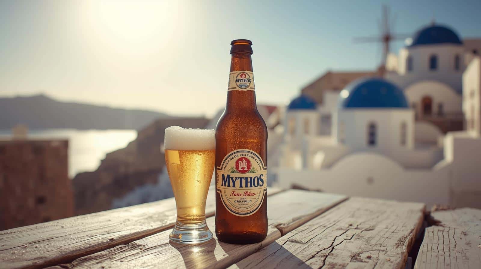biere Mythos avec un verre Biere Mythos avec un verre