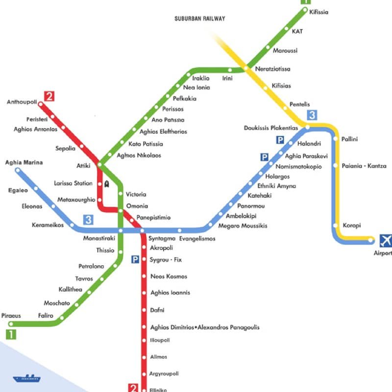 Plan de metro Athenes