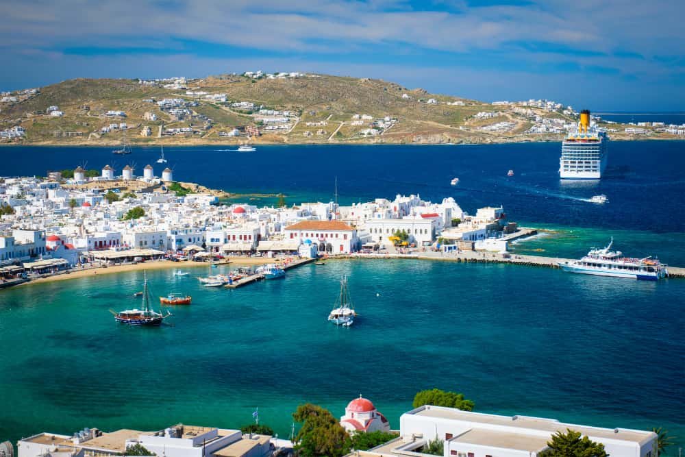 Mykonos avec des bateaux Mykonos avec des bateaux
